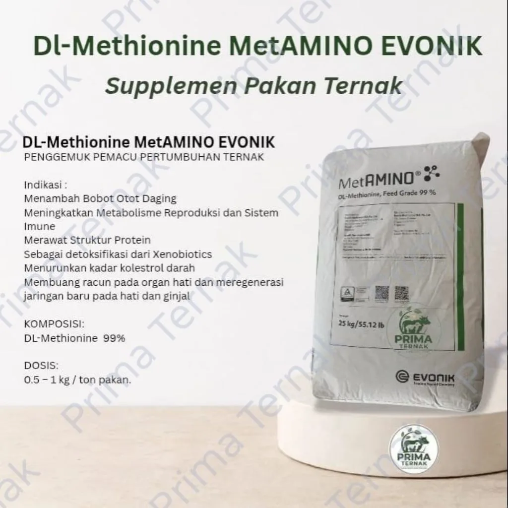 DL-Methionine MetAMINO EVONIK 25 kg untuk Pertumbuhan Ternak