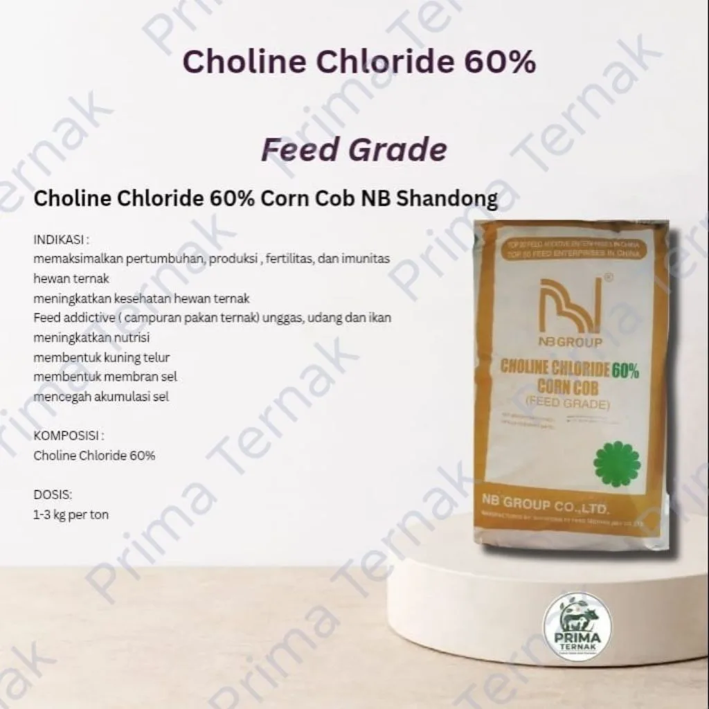 Choline Chloride 60% Corn Cob NB Shandong 25 kg untuk ternak